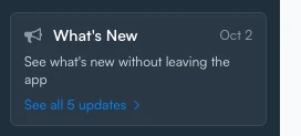 The What's New card in the sidebar