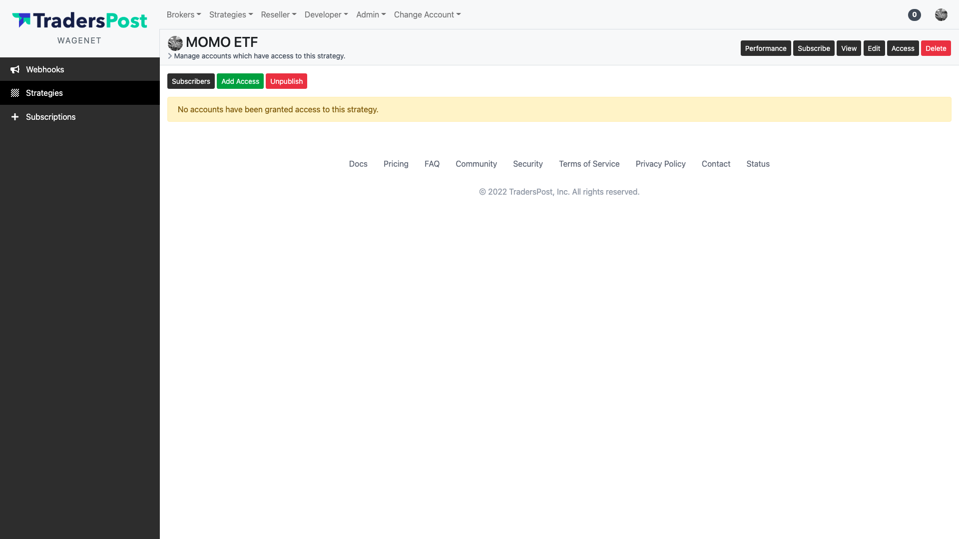 Manage Strategy Access Controls