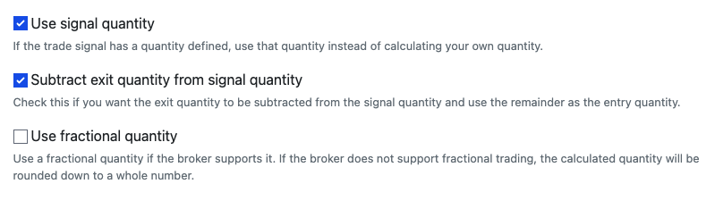 Subtract exit quantity from signal quantity